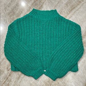 Women’s Saltwater LUXE Kelly Green Cropped Mock NeckSweater – Oversized| Small